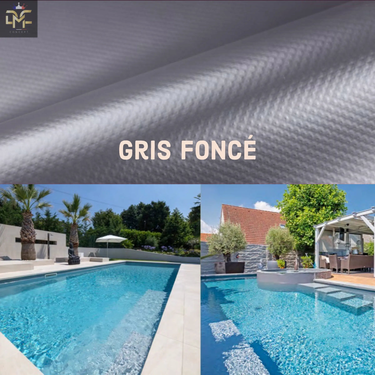 Liner piscine PVC armé 150/100e Uni avec vernis Renolit Alkorplan 2000 GRIS FONCÉ Ma boutique